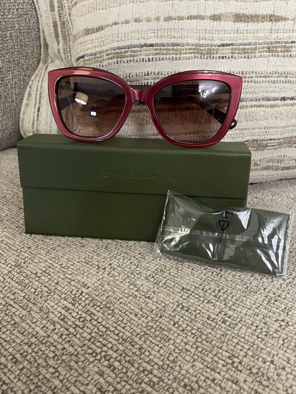 Longchamp LO695S 600 Metallic Red Cat Eye Sunglasses